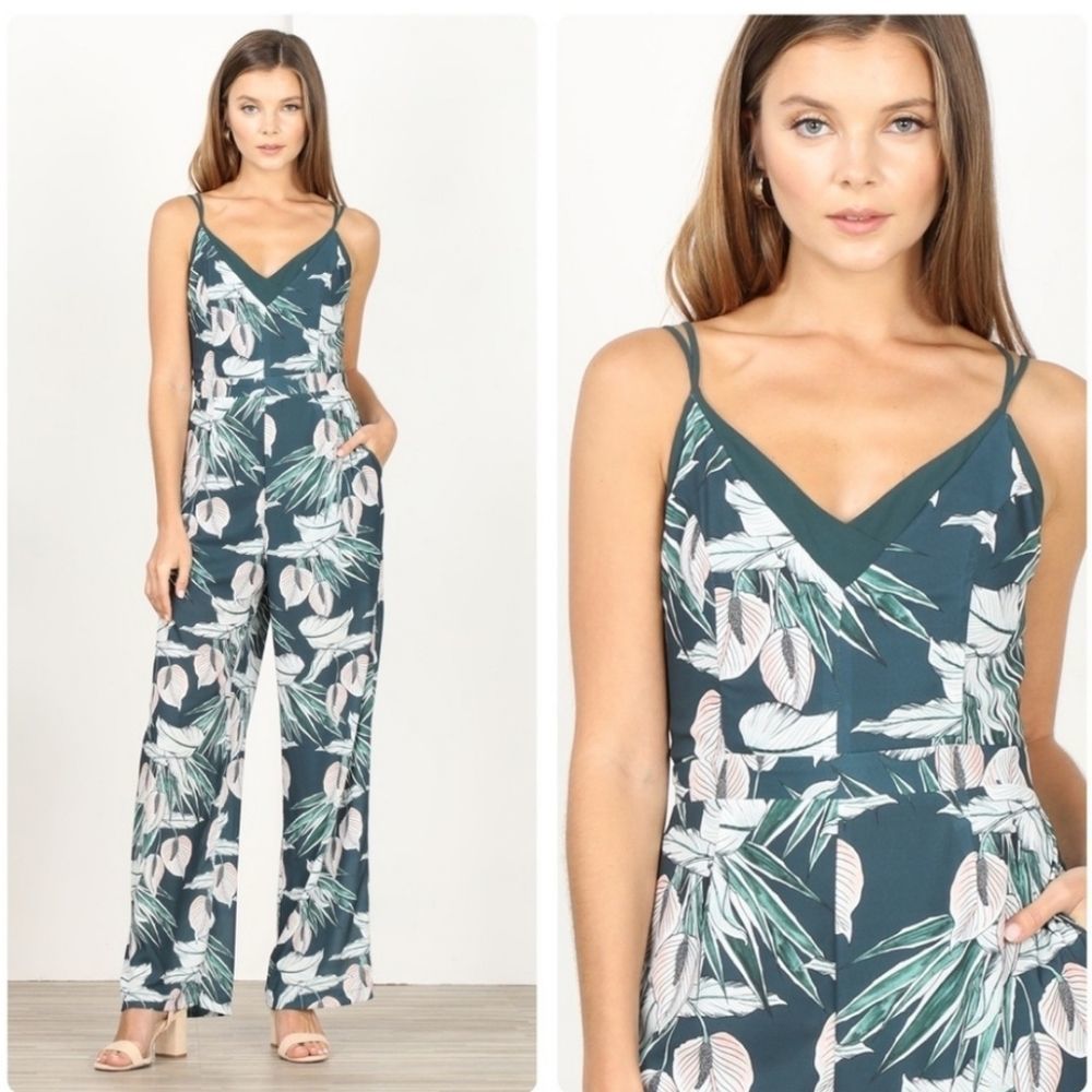 Anthropologie Adelyn Rae Tropical Jumpsuit Medium